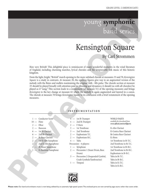 Kensington Square - Concert Band Conductor Score & Parts (Digital Download)