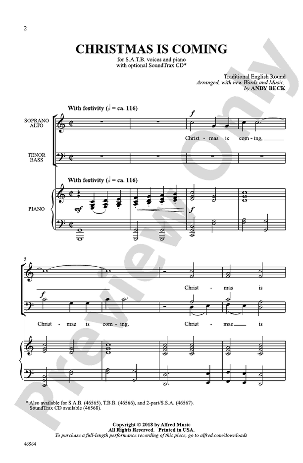 Christmas Is Coming – SATB Choral Octavo (Digital Download)