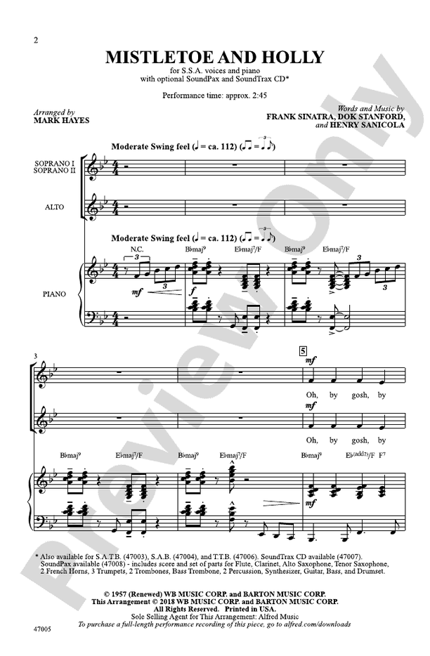 Mistletoe and Holly – SSA Choral Octavo (Digital Download)
