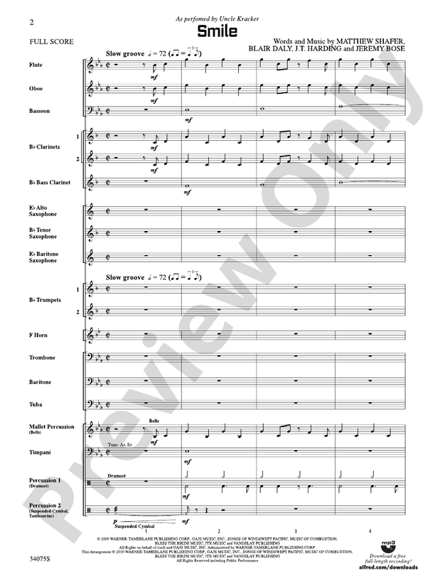 Smile - Concert Band Conductor Score & Parts (Digital Download)