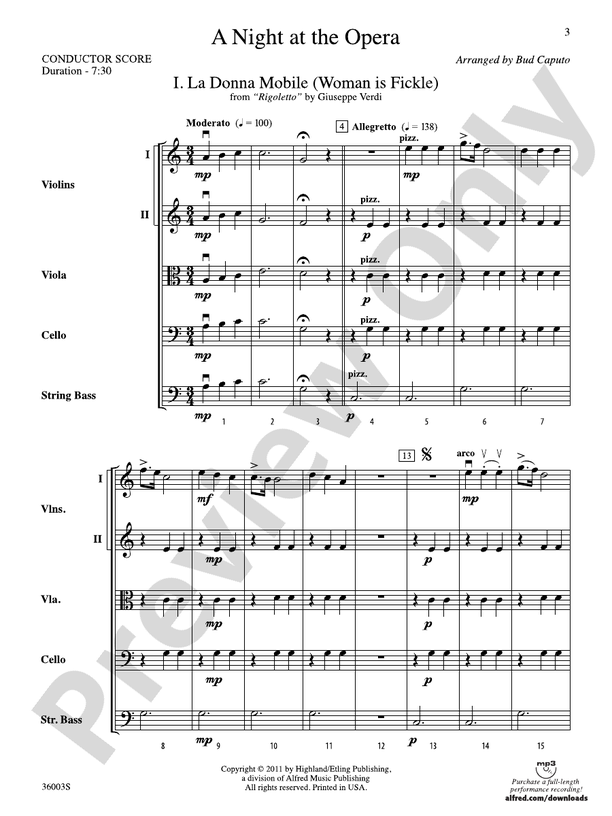 A Night at the Opera – String Orchestra Conductor Score & Parts (Digital Download)