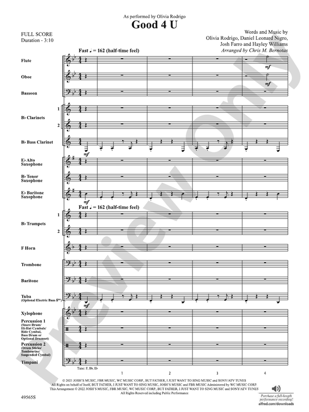 Good 4 U - Concert Band Conductor Score & Parts (Digital Download)