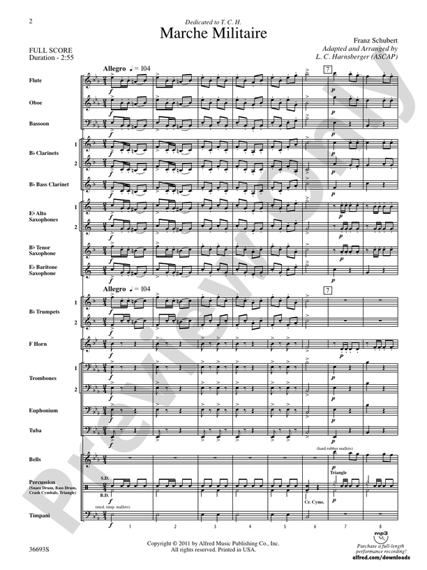 Marche Militaire - Concert Band Conductor Score & Parts (Digital Download)