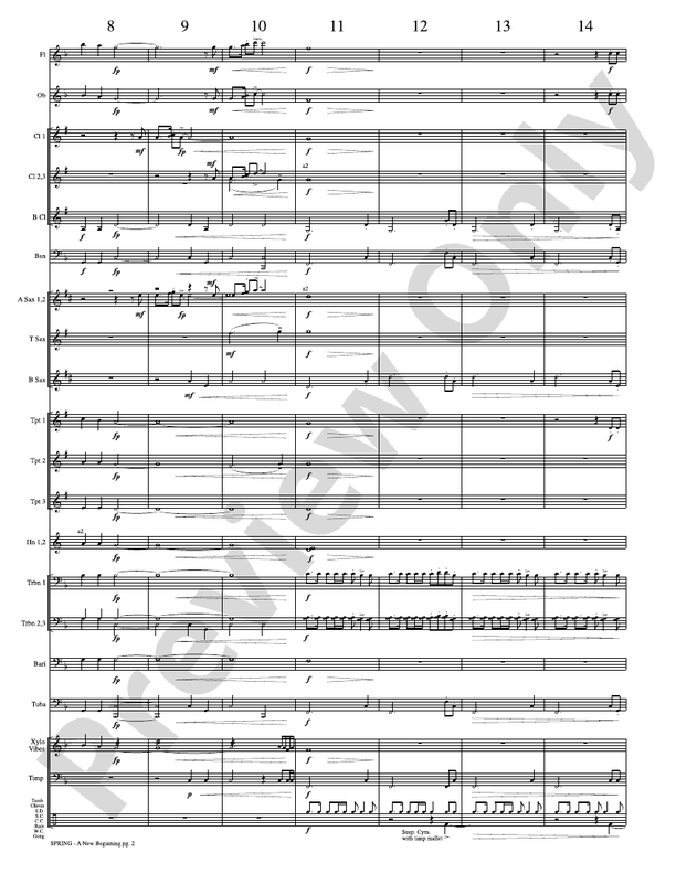 Spring (A New Beginning) - Concert Band Conductor Score & Parts (Digital Download)