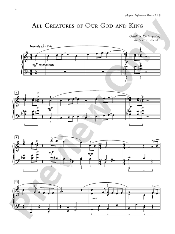 All Creatures of Our God and King - Piano Solo (Digital Download)