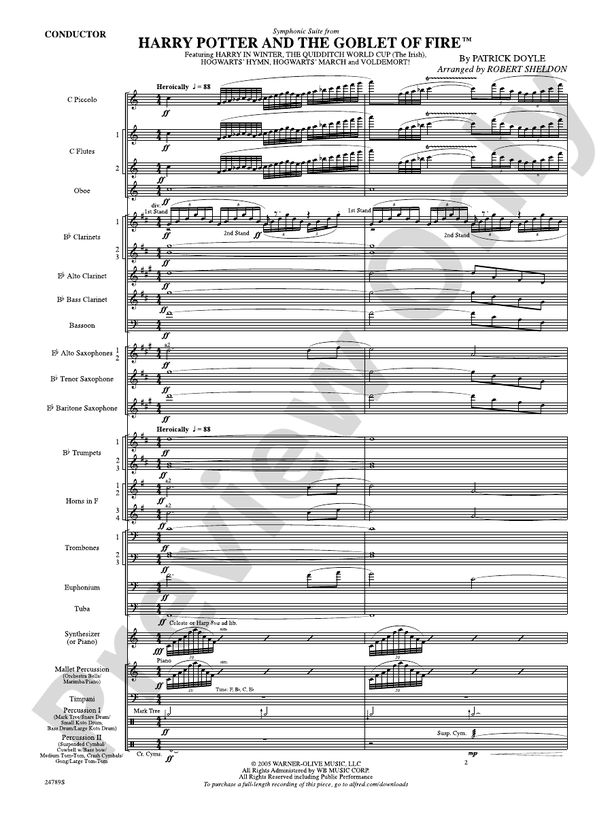 Harry Potter and the Goblet of Fire, Symphonic Suite from - Concert Band Conductor Score & Parts (Digital Download)