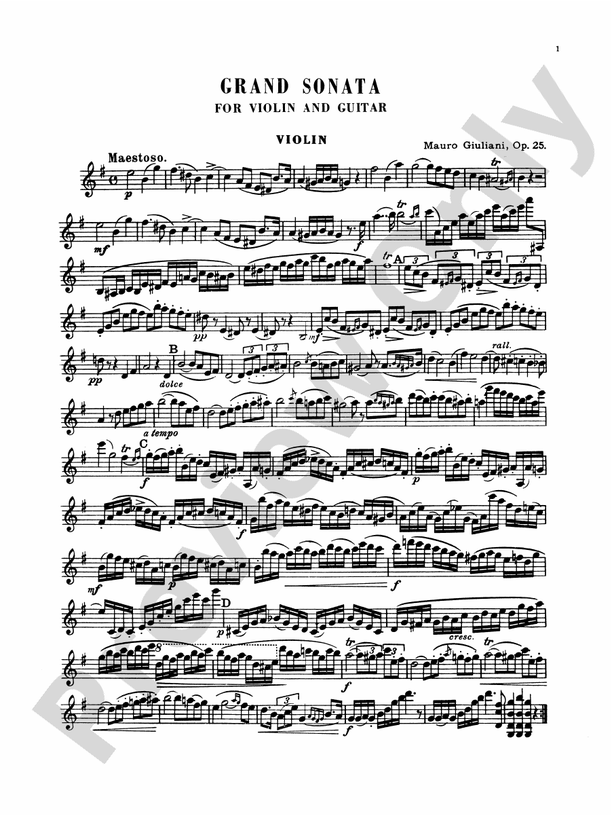 Giuliani: Grand Sonata for Violin and Guitar, Op. 25 - Guitar (Digital Download)