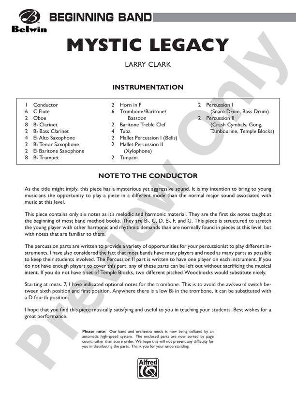 Mystic Legacy - Concert Band Conductor Score & Parts (Digital Download)