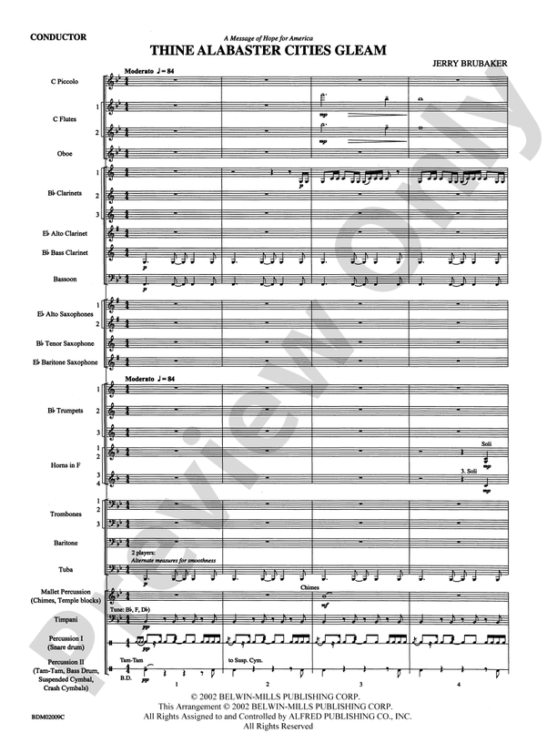 Thine Alabaster Cities Gleam (A Message of Hope for America) - Concert Band Conductor Score & Parts (Digital Download)