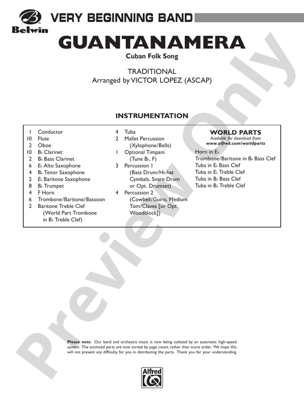 Guantanamera - Concert Band Conductor Score & Parts (Digital Download)