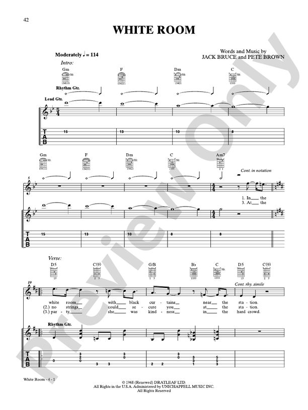 White Room - Easy Guitar (Digital Download)
