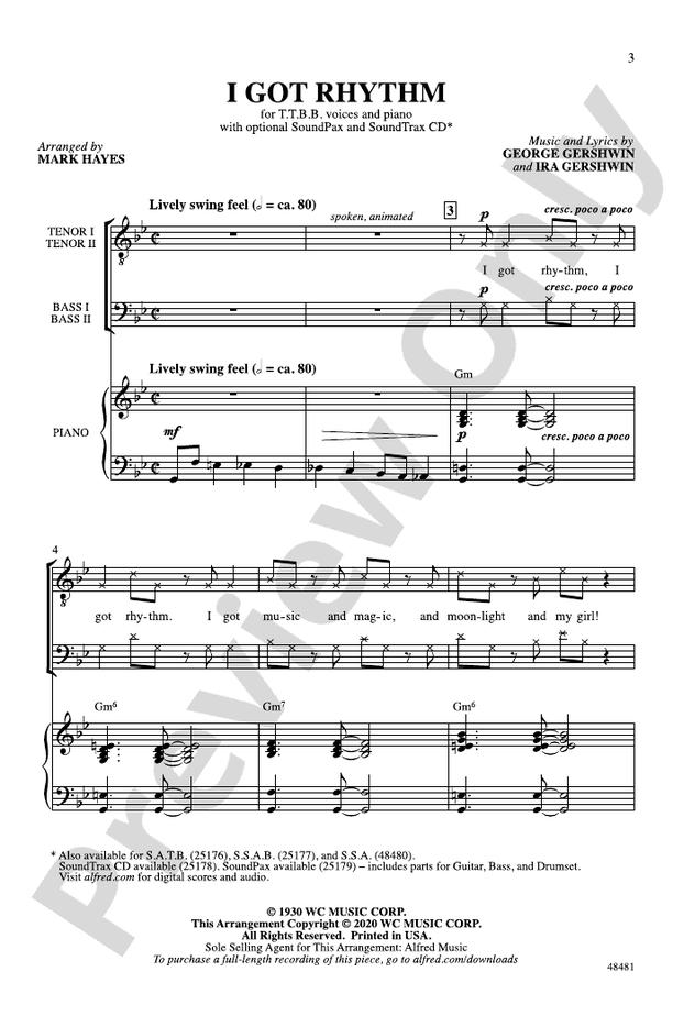 I Got Rhythm – TTBB Choral Octavo (Digital Download)