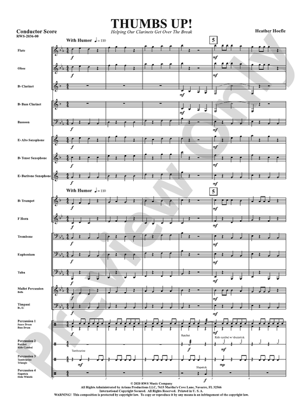 Thumbs Up! - Helping Our Clarinets Get Over the Break - Concert Band Conductor Score & Parts (Digital Download)