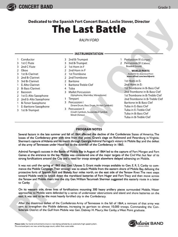 The Last Battle - Concert Band Conductor Score & Parts (Digital Download)