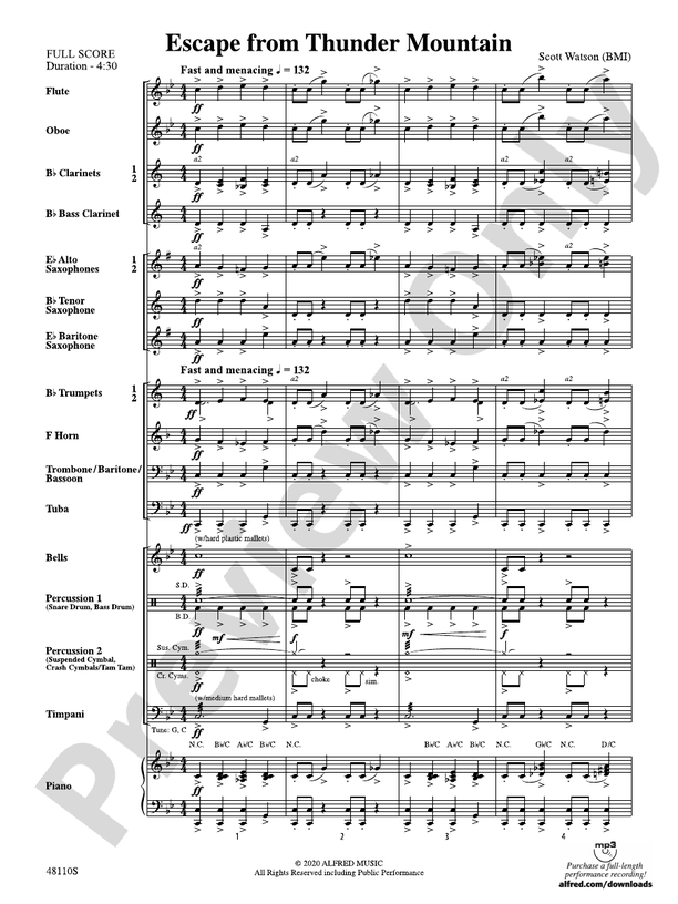 Escape from Thunder Mountain - Concert Band Conductor Score & Parts (Digital Download)