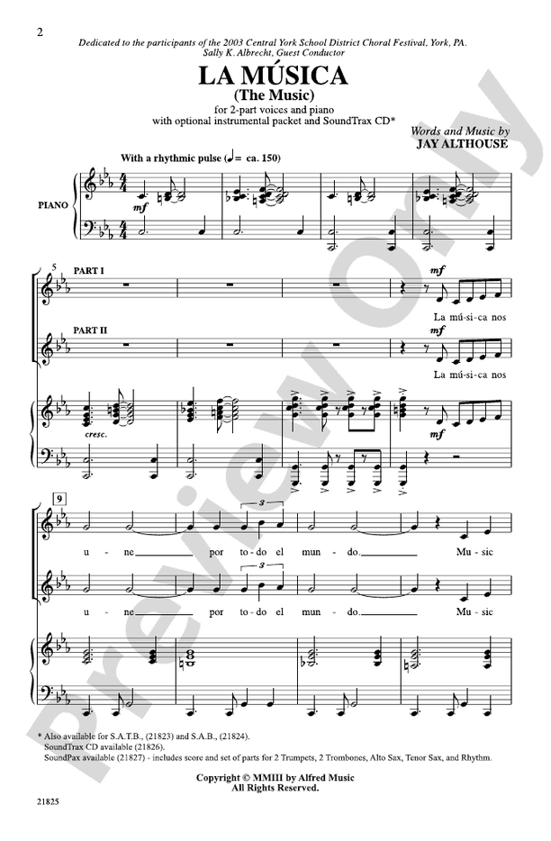 La Musica (The Music) – 2-Part Choral Octavo (Digital Download)