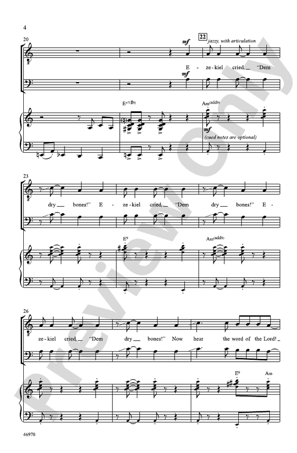 Dry Bones - Fettke/Grassi – TTBB Choral Octavo (Digital Download)