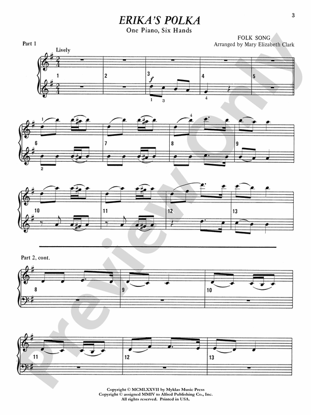 Erika's Polka - 1 Piano, 6 Hands (Digital Download)