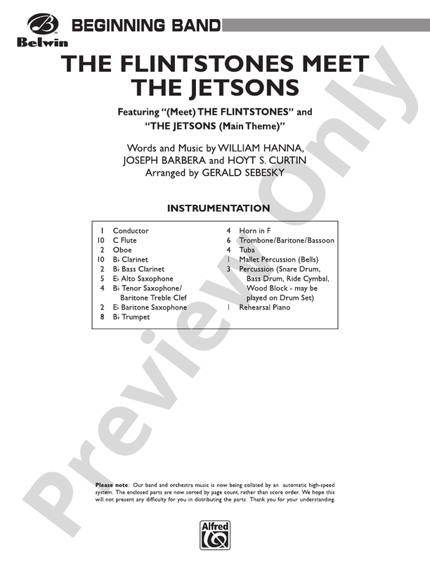 The Flintstones Meet the Jetsons - Concert Band Conductor Score & Parts (Digital Download)