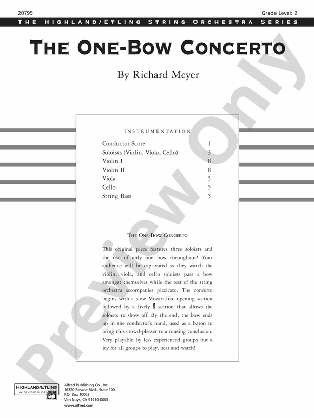 The One-Bow Concerto – String Orchestra Conductor Score & Parts (Digital Download)