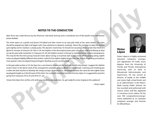 Open Arms - Jazz Ensemble Conductor Score & Parts (Digital Download)