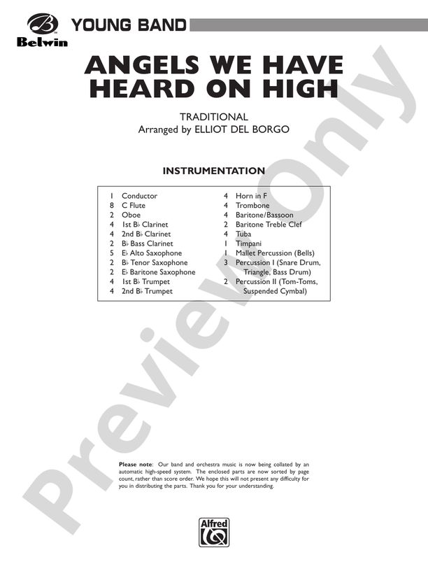 Angels We Have Heard on High (Grade 2) - Concert Band Conductor Score & Parts (Digital Download)
