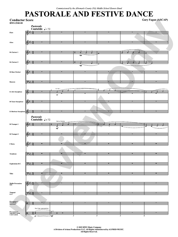 Pastorale And Festive Dance - Concert Band Conductor Score & Parts (Digital Download)