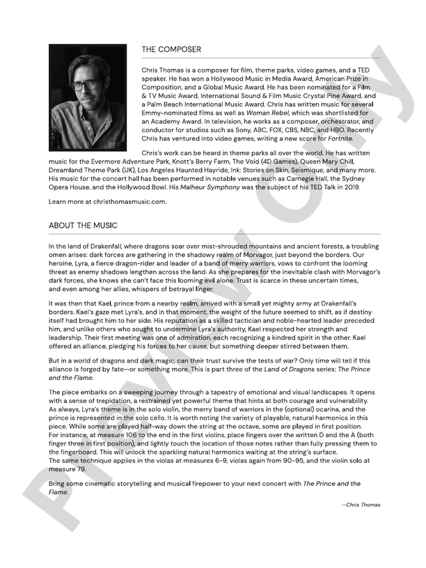 The Prince and the Flame - String Orchestra Conductor Score & Parts (Digital Download)