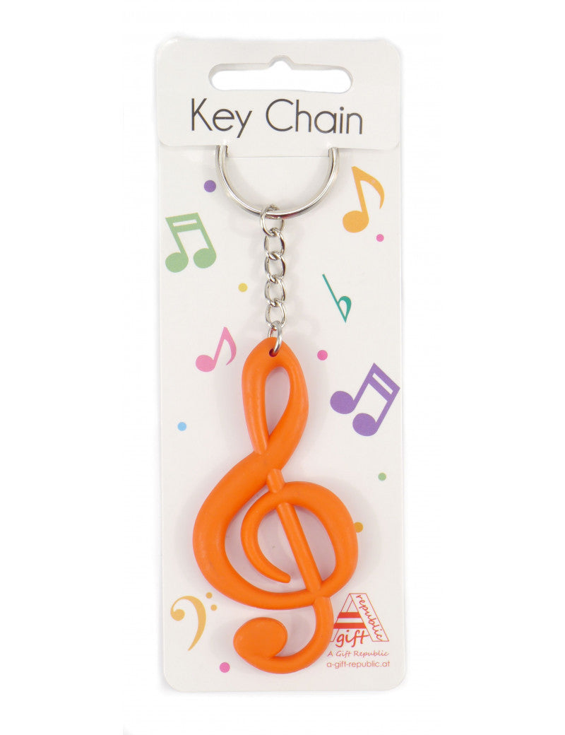Keyring Red Rubber Treble Clef