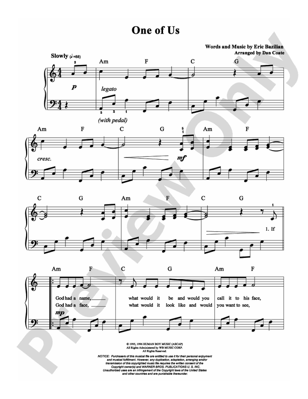 One of Us - Arr. Dan Coates - Easy Piano (Digital Download)