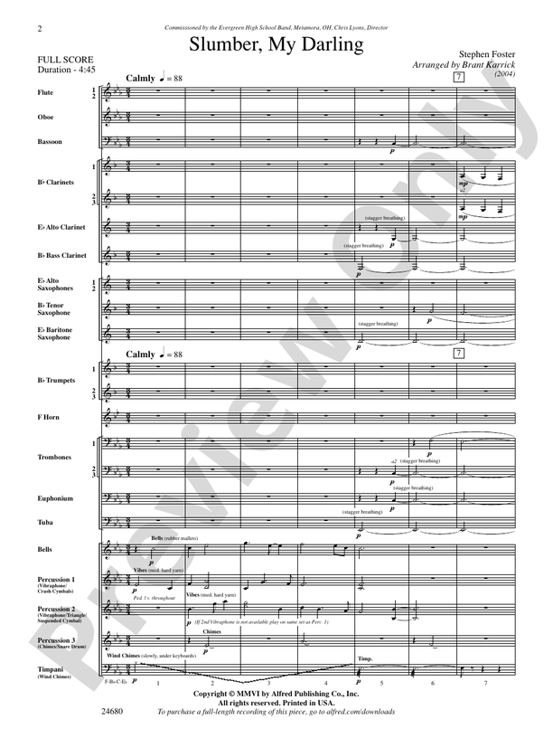 Slumber, My Darling - Concert Band Conductor Score & Parts (Digital Download)