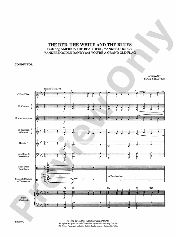The Red, the White, and the Blues - Concert Band Conductor Score & Parts (Digital Download)