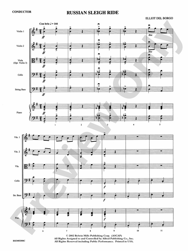 Russian Sleigh Ride – String Orchestra Conductor Score & Parts (Digital Download)