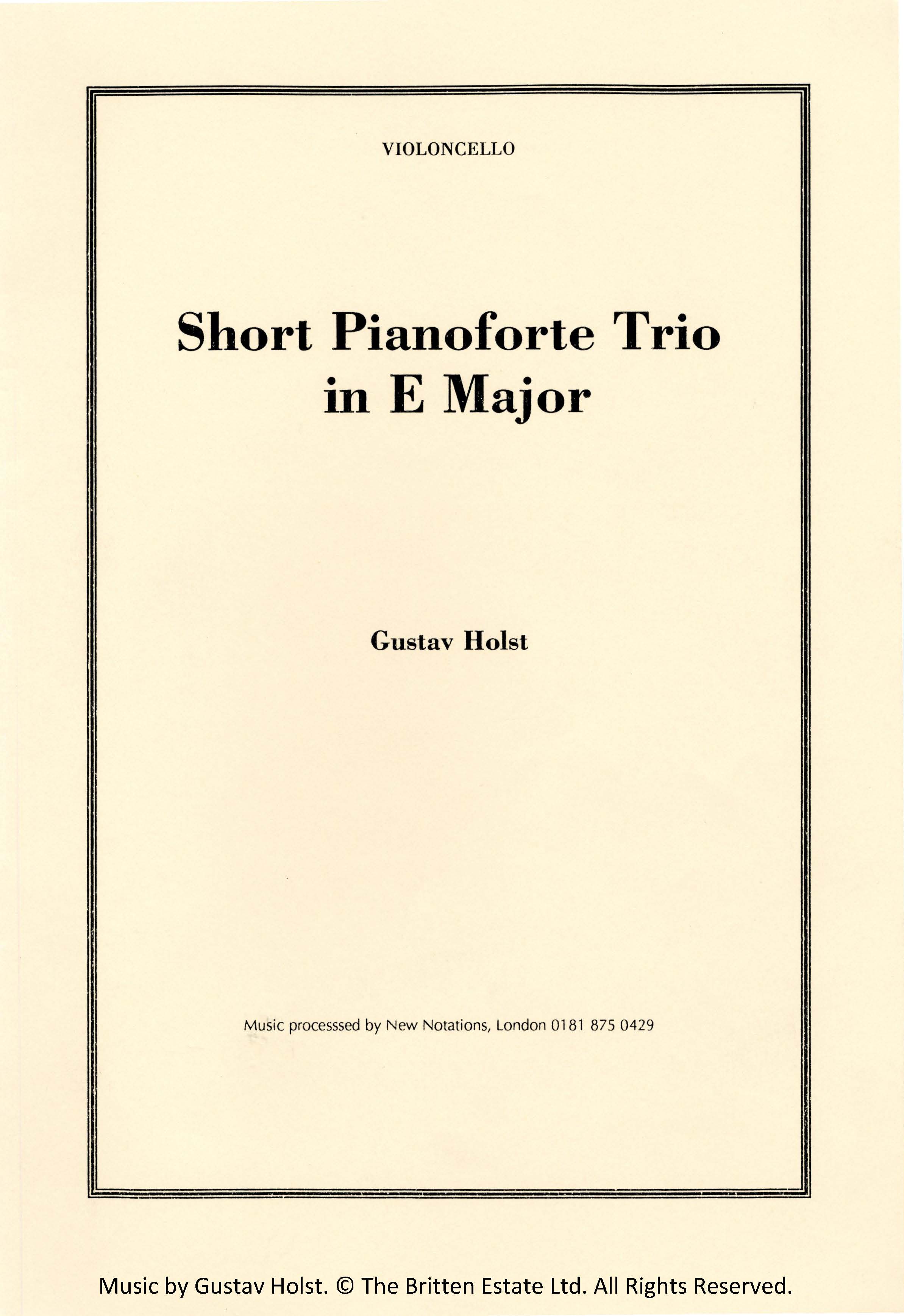 Short Pianoforte Trio in E Major - Cello Part (Digital Download)