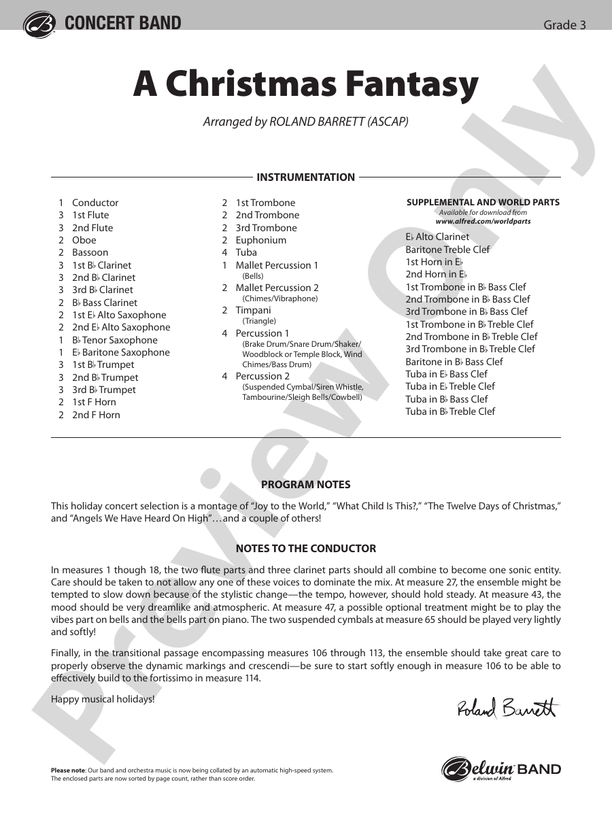 A Christmas Fantasy - Concert Band Conductor Score & Parts (Digital Download)