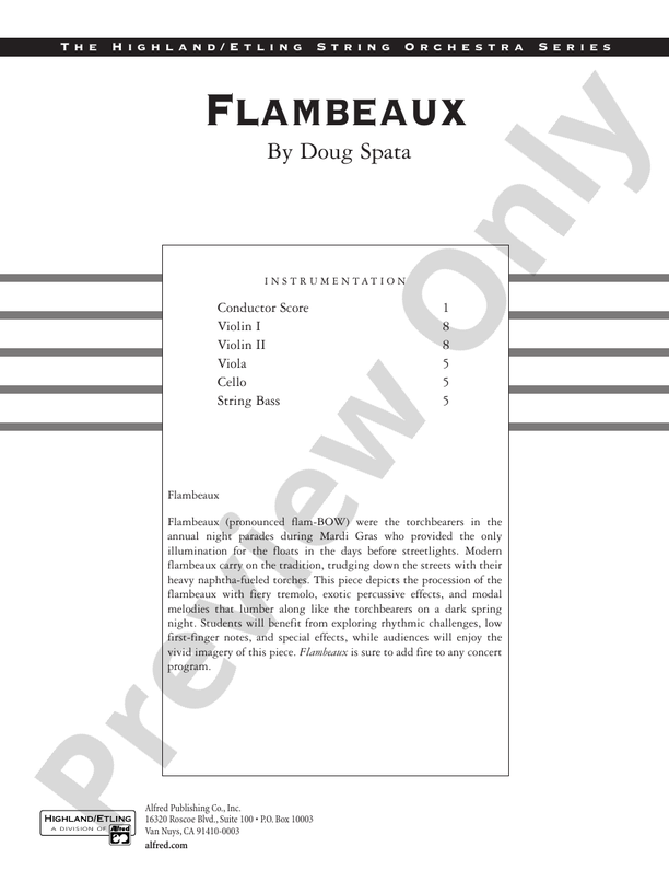 Flambeaux – String Orchestra Conductor Score & Parts (Digital Download)