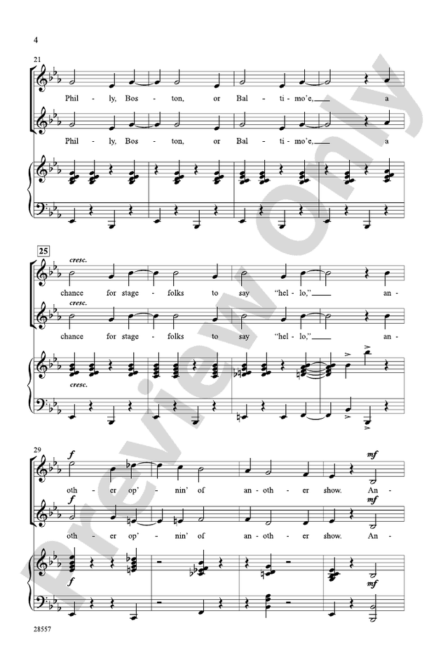 Another Op'nin', Another Show - Arr. Philip Kern– 2-Part Choral Octavo (Digital Download)