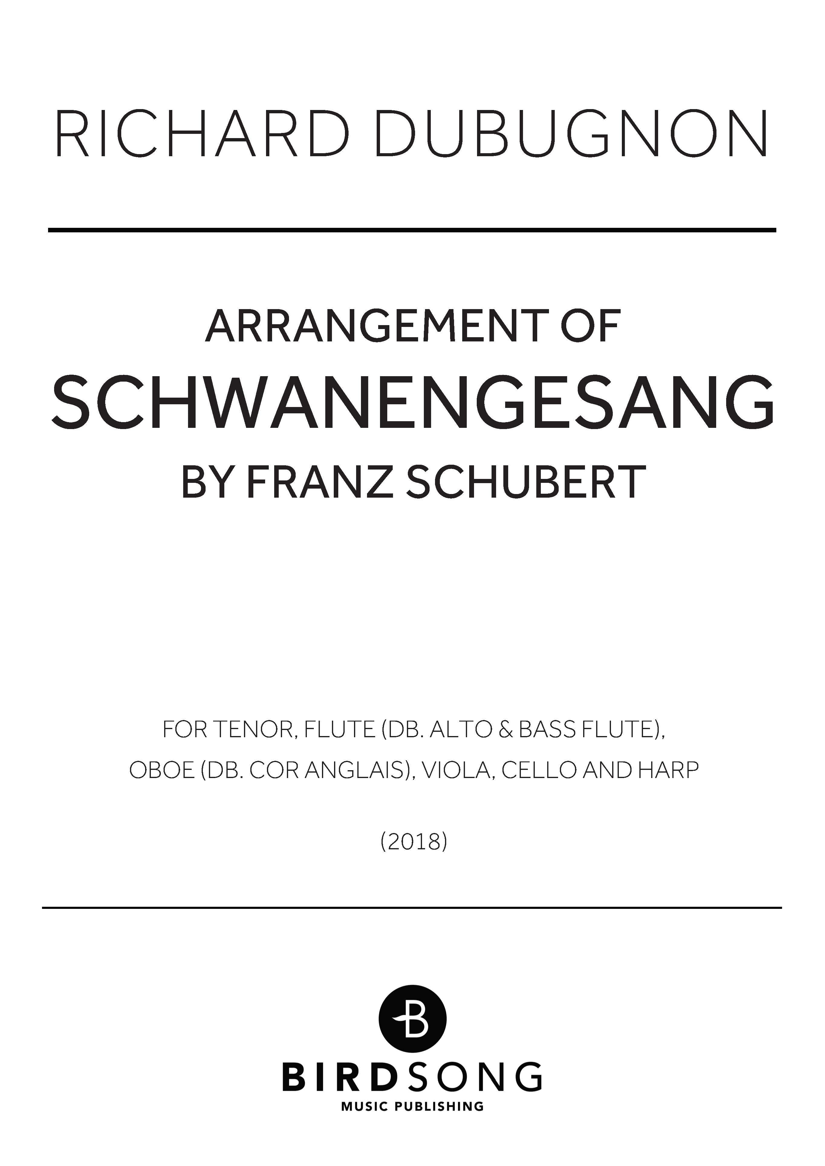 Schwanengesang - Voice/Chamber Ensemble (Digital Download)