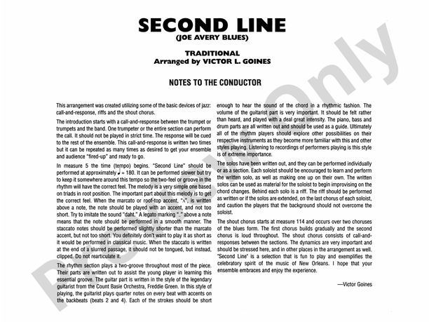 Second Line (Joe Avery Blues) - Jazz Ensemble Conductor Score & Parts (Digital Download)