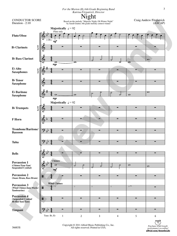 Night - Concert Band Conductor Score & Parts (Digital Download)