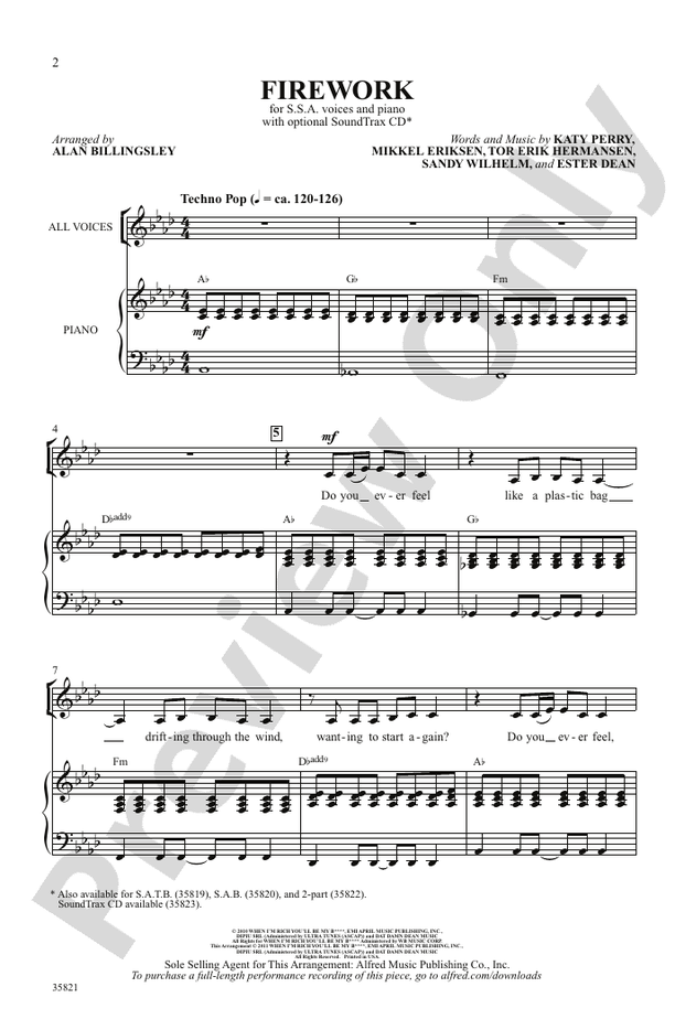 Firework – SSA Choral Octavo (Digital Download)
