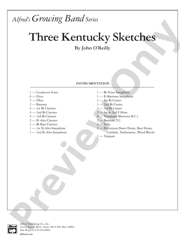 Three Kentucky Sketches - Concert Band Conductor Score & Parts (Digital Download)
