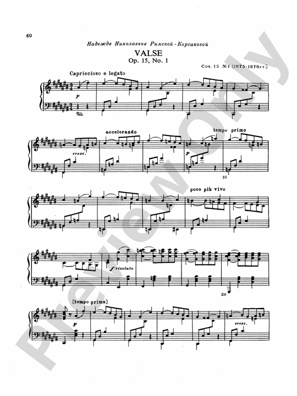 Rimsky-Korsakov - Piano Solos, Volume II - Piano Solo (Digital Download)