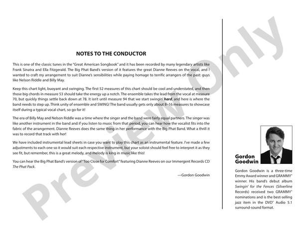 Too Close for Comfort – Jazz Ensemble Conductor Score & Parts (Digital Download)