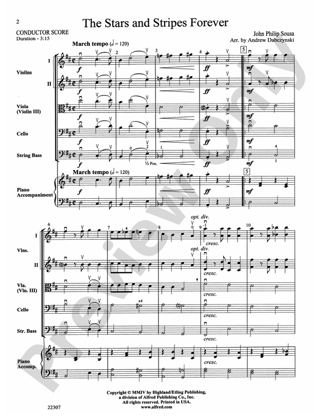 The Stars and Stripes Forever – String Orchestra Conductor Score & Parts (Digital Download)