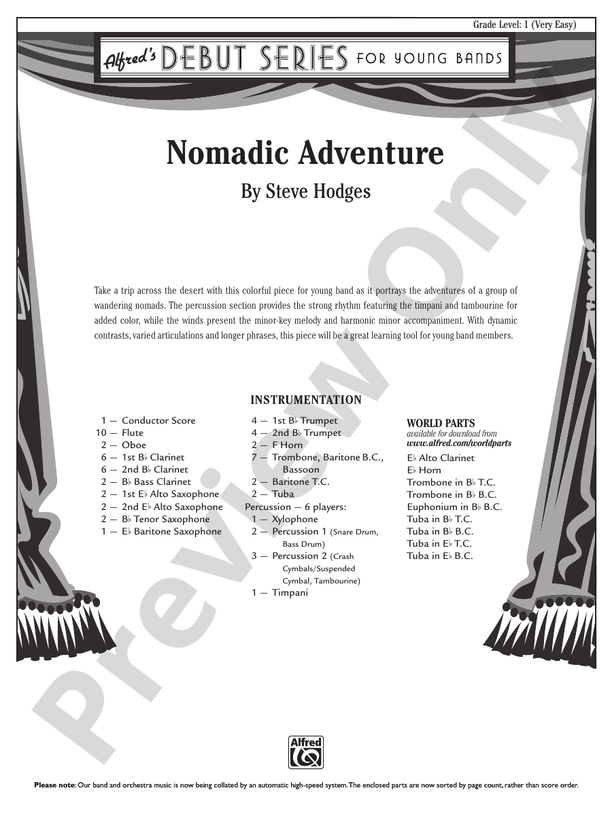 Nomadic Adventure - Concert Band Conductor Score & Parts (Digital Download)