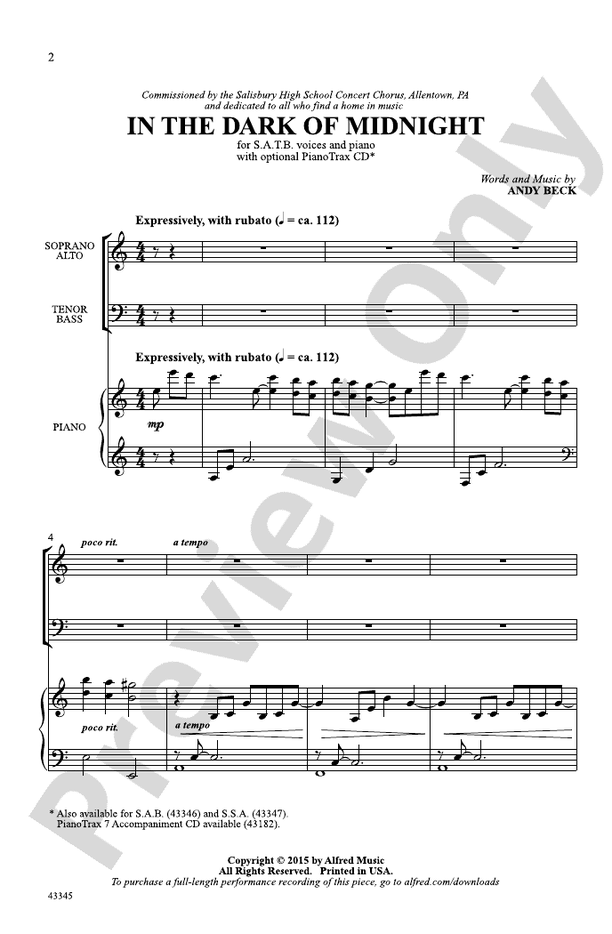 In the Dark of Midnight – SATB Choral Octavo (Digital Download)