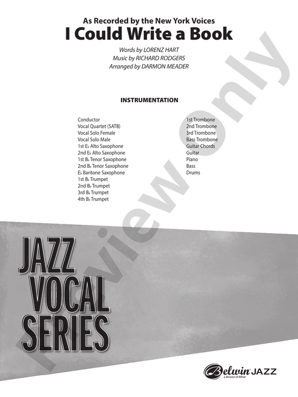 I Could Write a Book - Jazz Ensemble Conductor Score & Parts (Digital Download)