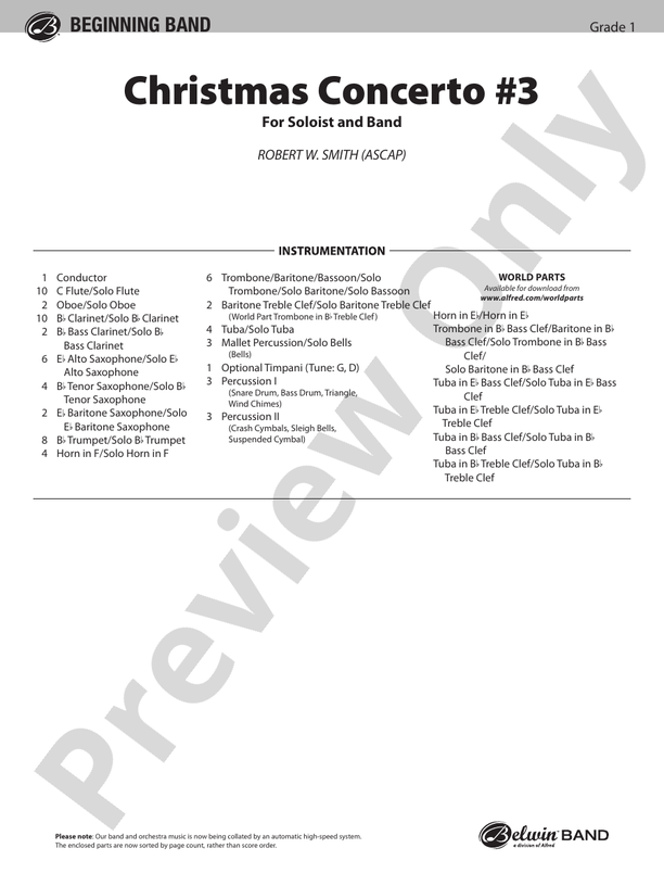 Christmas Concerto #3 (for Soloist and Band) - Concert Band Conductor Score & Parts (Digital Download)