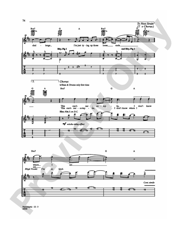 Narcoleptic - Guitar TAB (Digital Download)